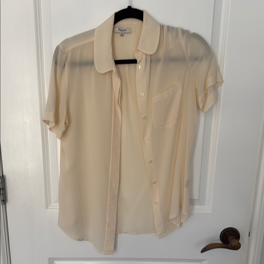 Madewell Cream Button Down Silk Shirt Elegant Top